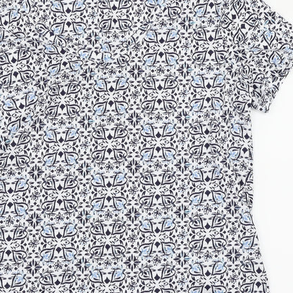 Nutmeg Womens Blue Floral  Basic T-Shirt Size 14