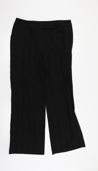 M&S Womens Black Striped  Dress Pants Trousers Size 14