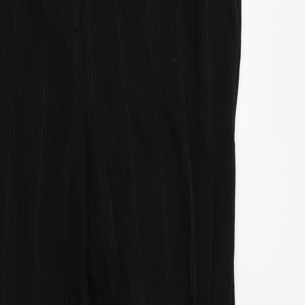 M&S Womens Black Striped  Dress Pants Trousers Size 14