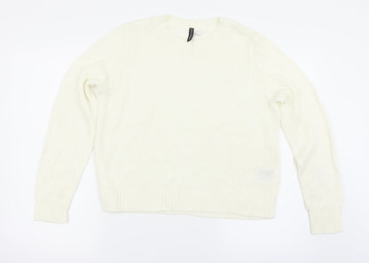 H&M Womens White   Pullover Jumper Size M