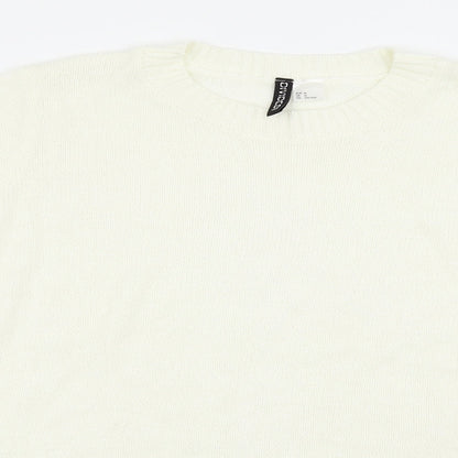 H&M Womens White   Pullover Jumper Size M