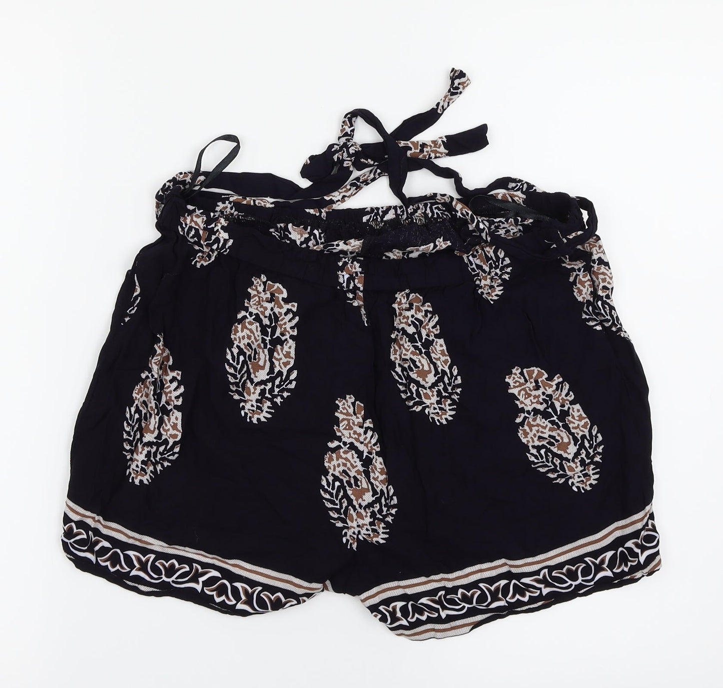 SheIn Womens Black Floral  Culotte Shorts Size L