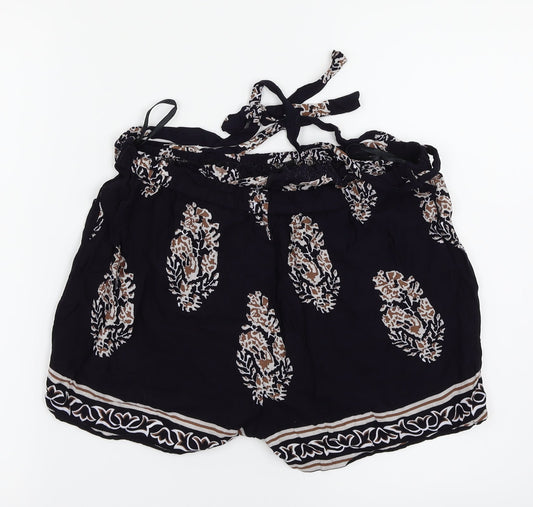 SheIn Womens Black Floral  Culotte Shorts Size L