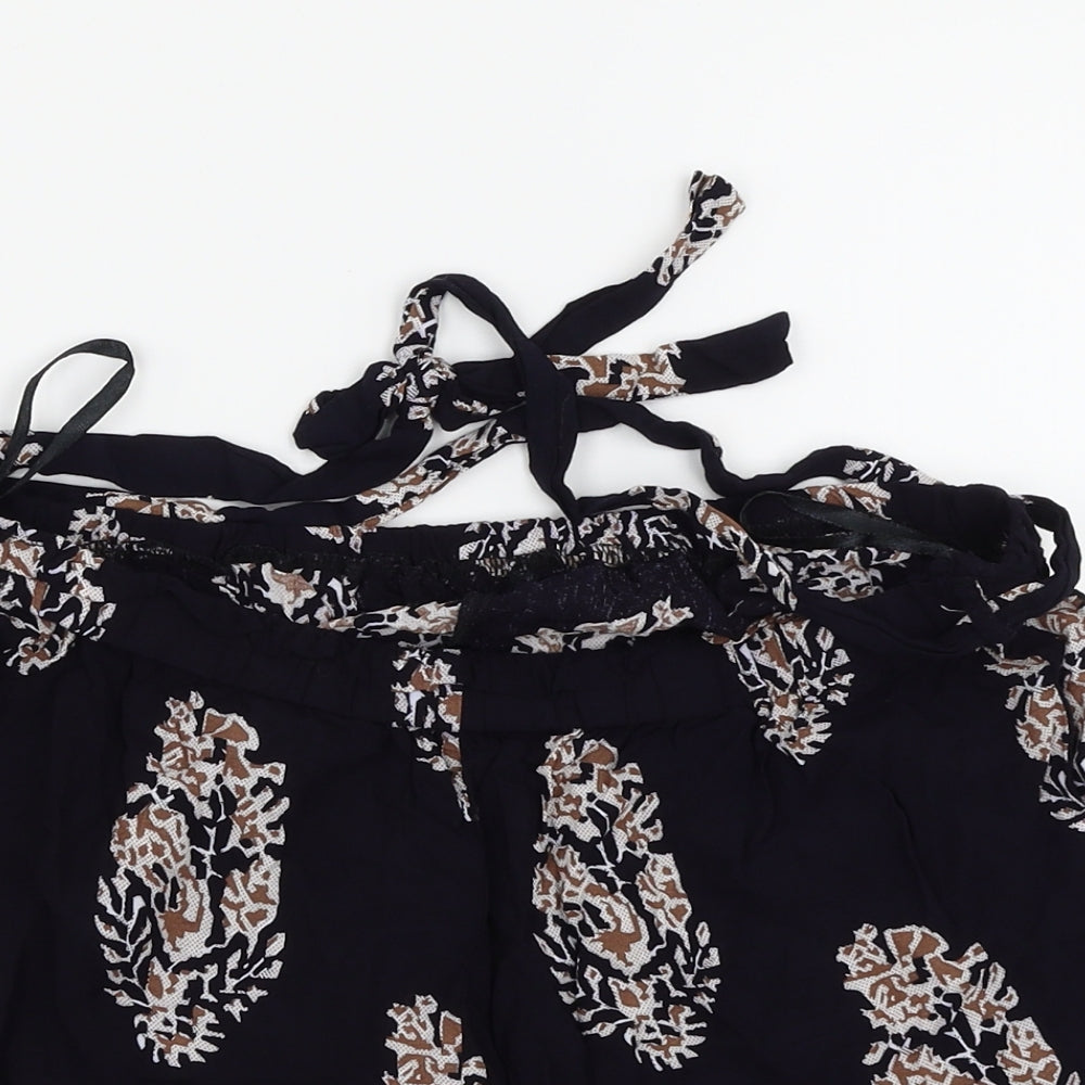 SheIn Womens Black Floral  Culotte Shorts Size L