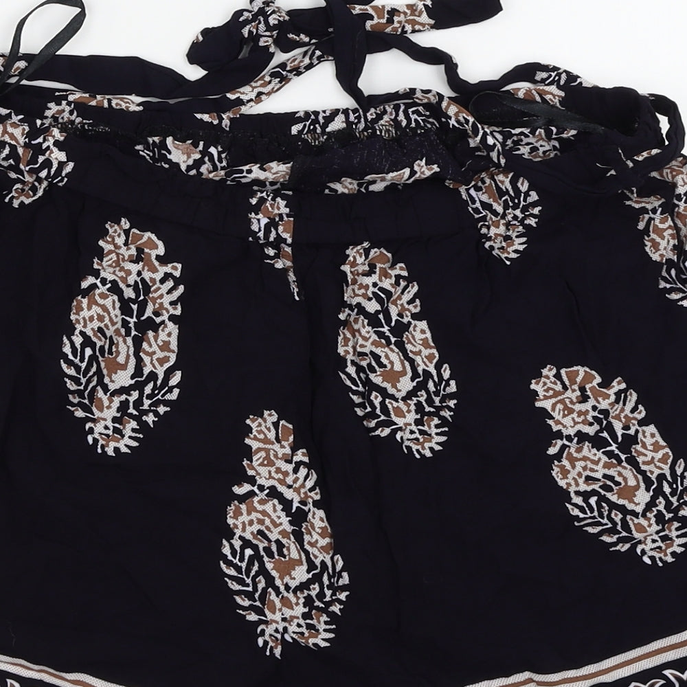 SheIn Womens Black Floral  Culotte Shorts Size L