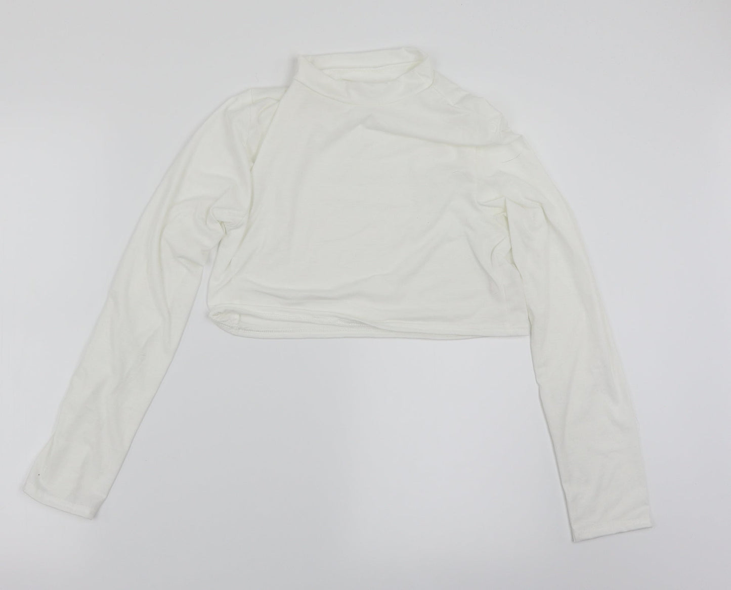 Womens UK Size 14 PRETTYLITTLETHING White Cropped T-Shirt