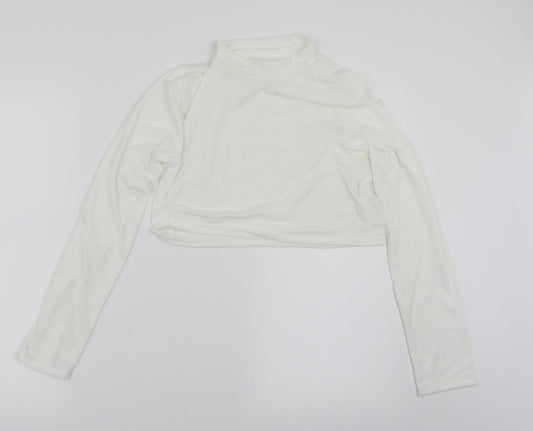 Womens UK Size 14 PRETTYLITTLETHING White Cropped T-Shirt
