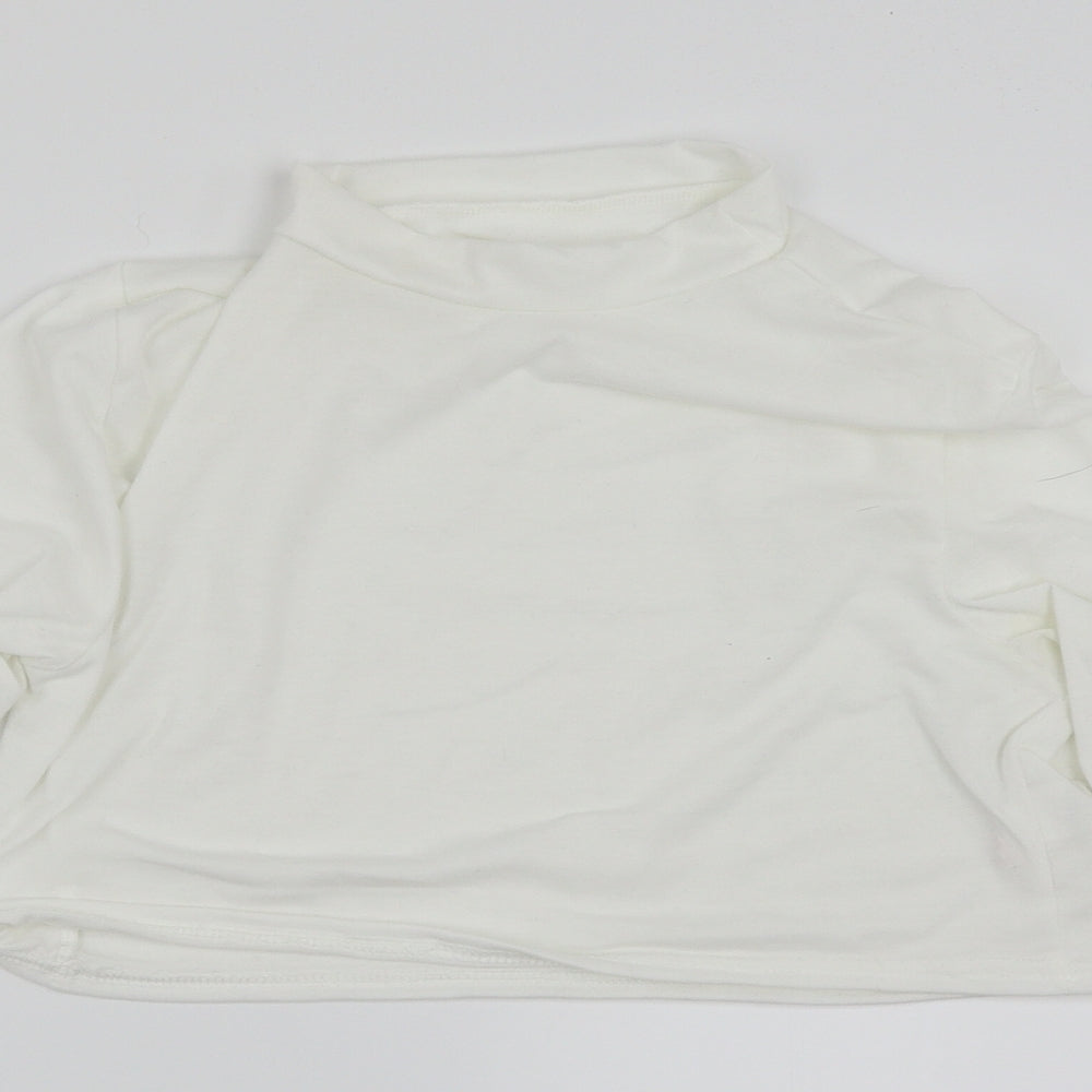Womens UK Size 14 PRETTYLITTLETHING White Cropped T-Shirt