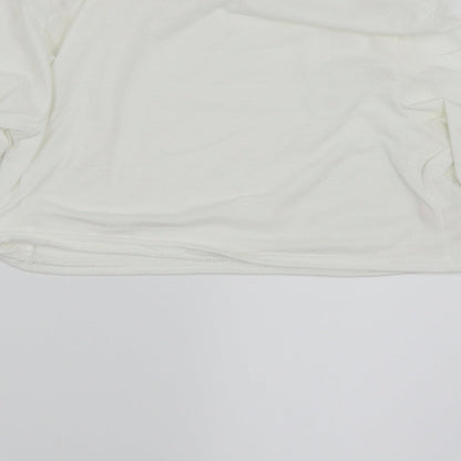 Womens UK Size 14 PRETTYLITTLETHING White Cropped T-Shirt