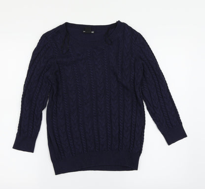 H&M Womens Blue Argyle/Diamond  Pullover Jumper Size S