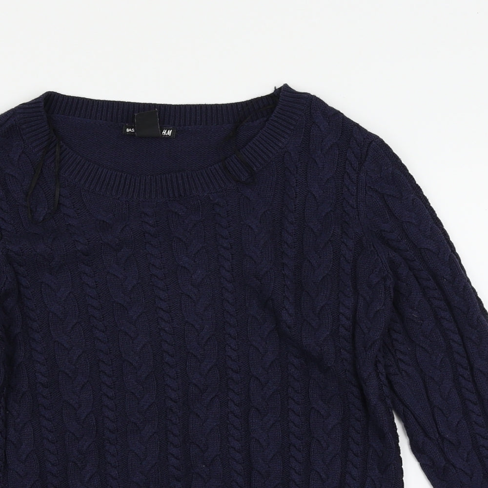 H&M Womens Blue Argyle/Diamond  Pullover Jumper Size S