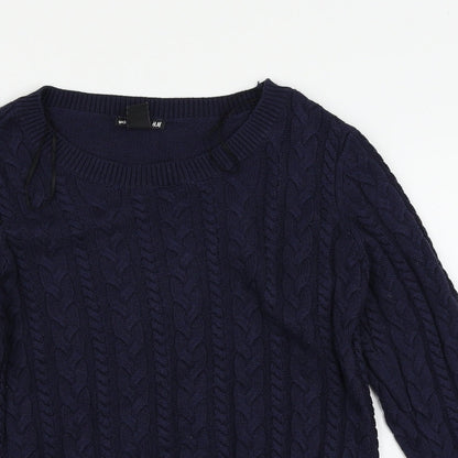 H&M Womens Blue Argyle/Diamond  Pullover Jumper Size S