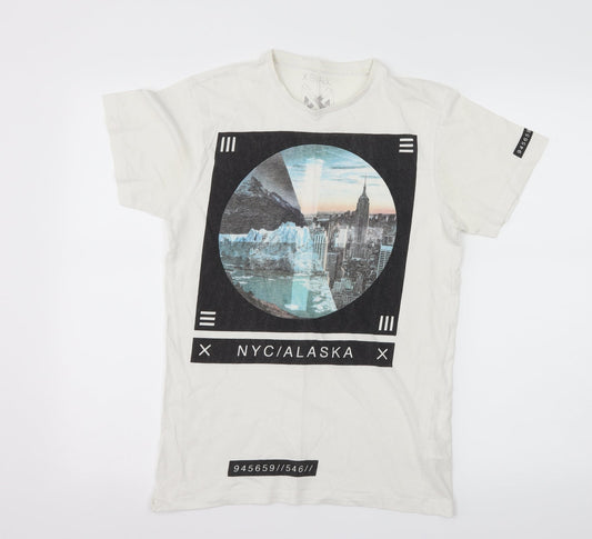 Mens UK Size XS Cedar Wood State White  T-Shirt