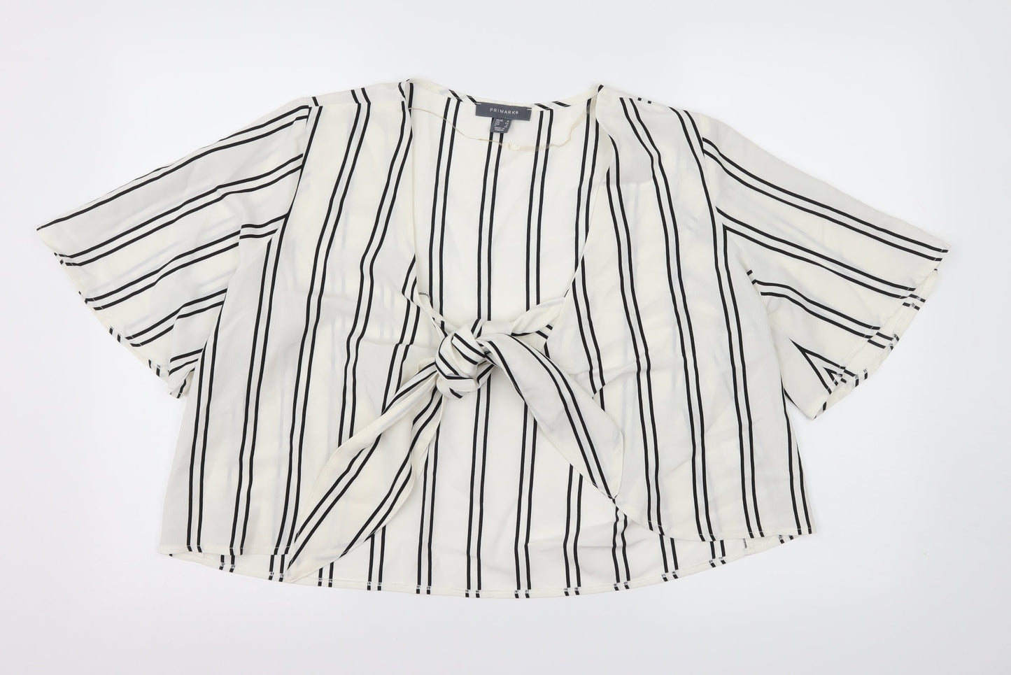 Primark Womens White Striped  Kimono Blouse Size 16