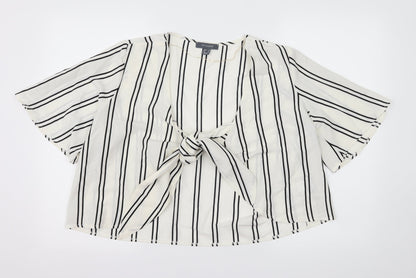 Primark Womens White Striped  Kimono Blouse Size 16
