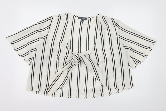 Primark Womens White Striped  Kimono Blouse Size 16