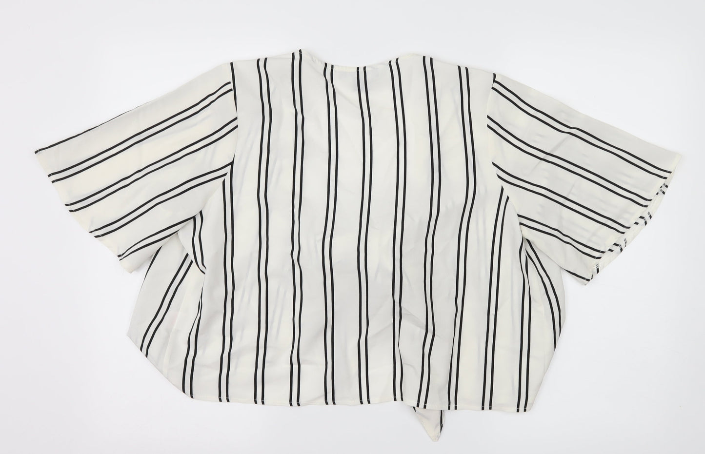 Primark Womens White Striped  Kimono Blouse Size 16