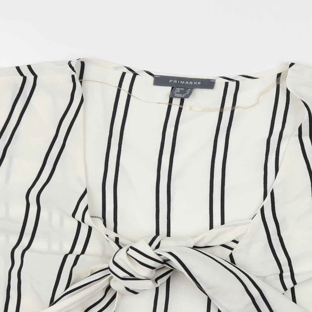 Primark Womens White Striped  Kimono Blouse Size 16