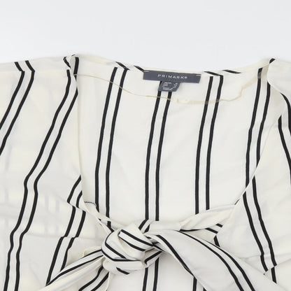 Primark Womens White Striped  Kimono Blouse Size 16