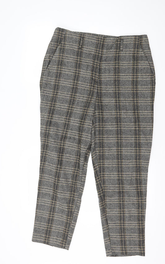 F&F Womens Grey Plaid  Trousers  Size 14 L26 in