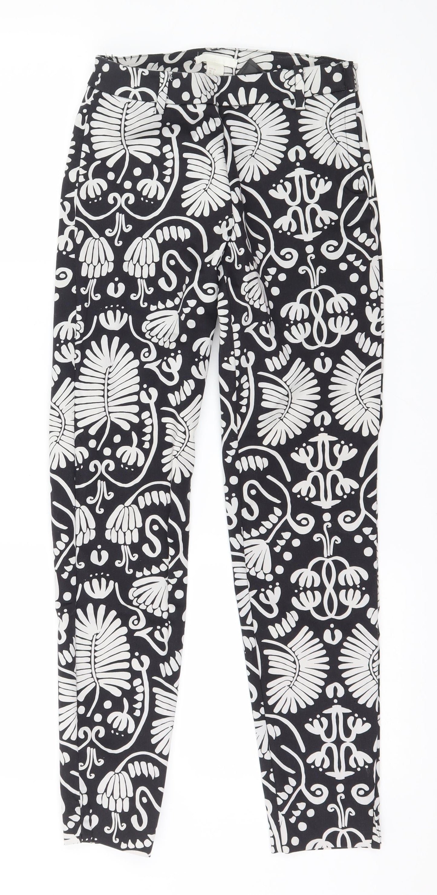 Womens UK Size 4 H&M Regular Fit Chino Black Trousers