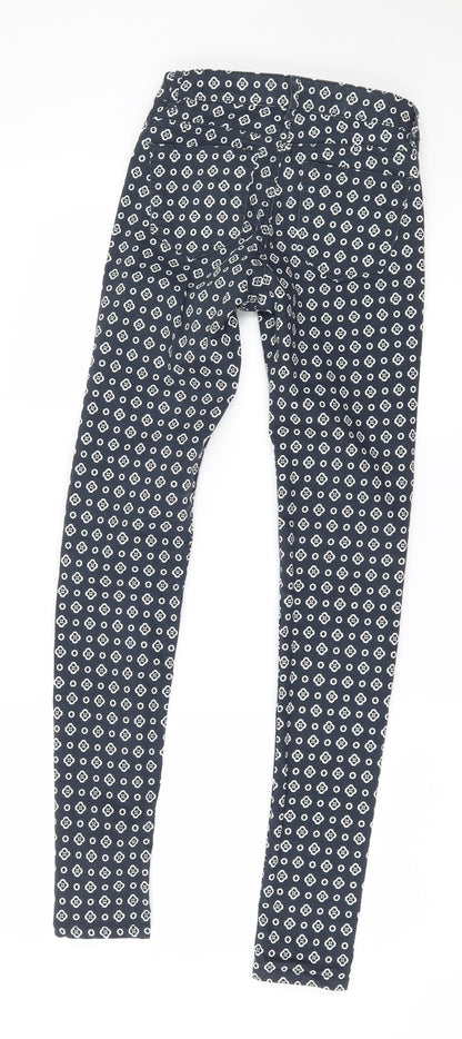 H&M Womens Blue Geometric Denim Skinny Jeans Size 4 L28 in