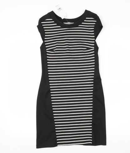 Dorothy Perkins Womens Black Striped Jersey Sheath  Size 4