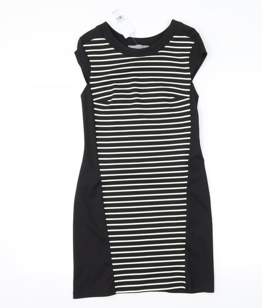 Dorothy Perkins Womens Black Striped Jersey Sheath  Size 4