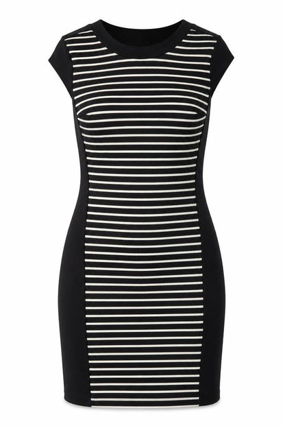 Dorothy Perkins Womens Black Striped Jersey Sheath  Size 4