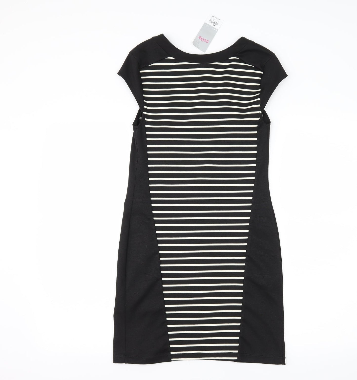 Dorothy Perkins Womens Black Striped Jersey Sheath  Size 4