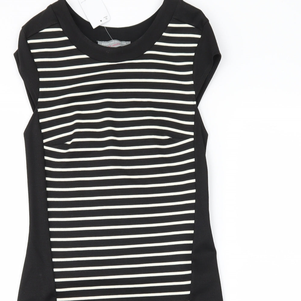 Dorothy Perkins Womens Black Striped Jersey Sheath  Size 4