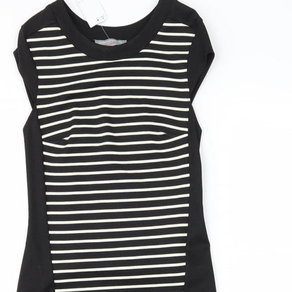 Dorothy Perkins Womens Black Striped Jersey Sheath  Size 4