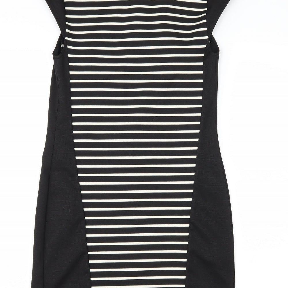 Dorothy Perkins Womens Black Striped Jersey Sheath  Size 4