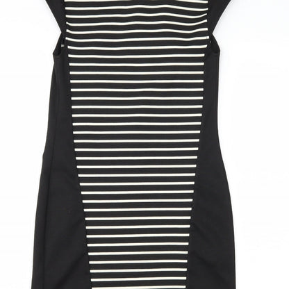 Dorothy Perkins Womens Black Striped Jersey Sheath  Size 4