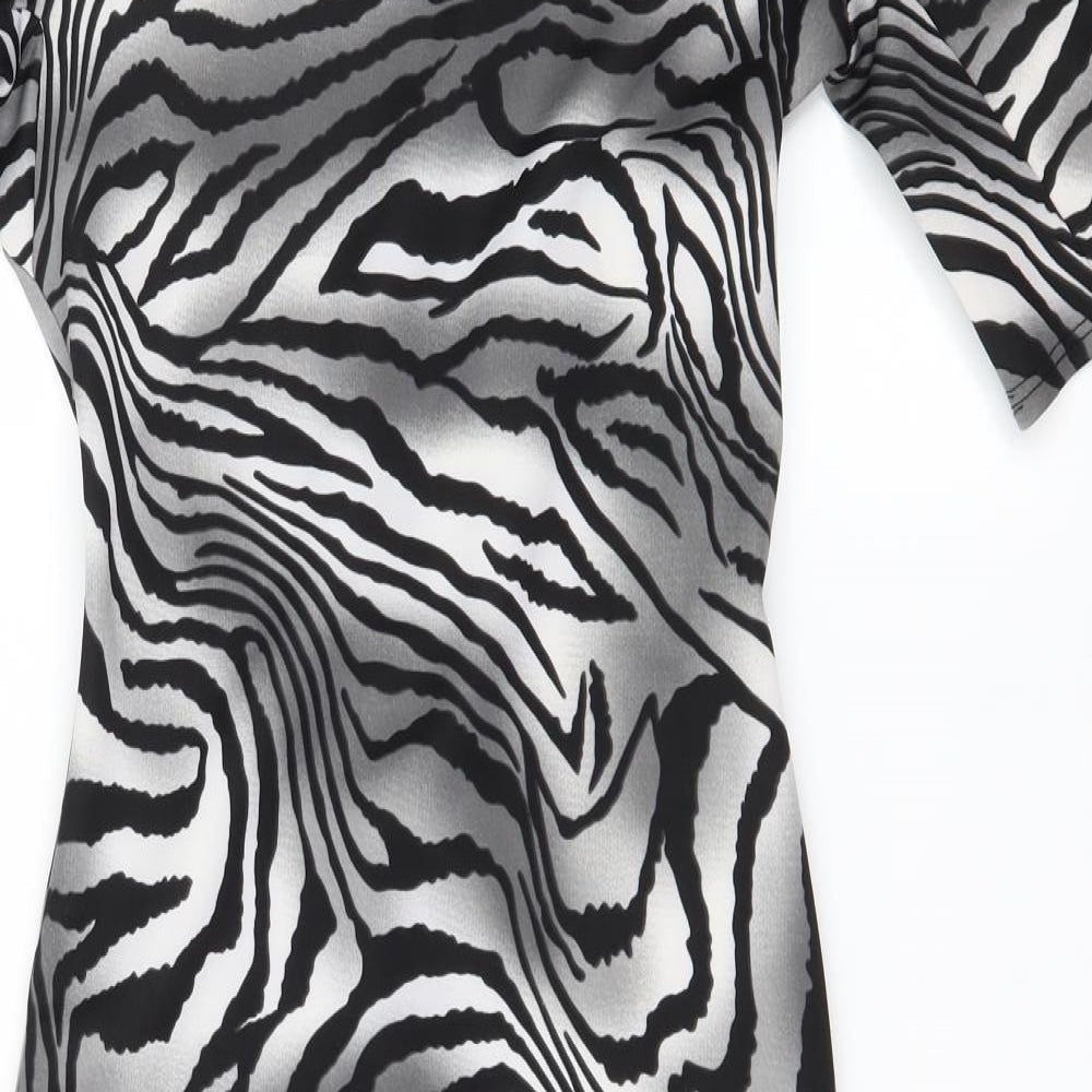 Dorothy Perkins Womens Grey Striped  A-Line  Size 6