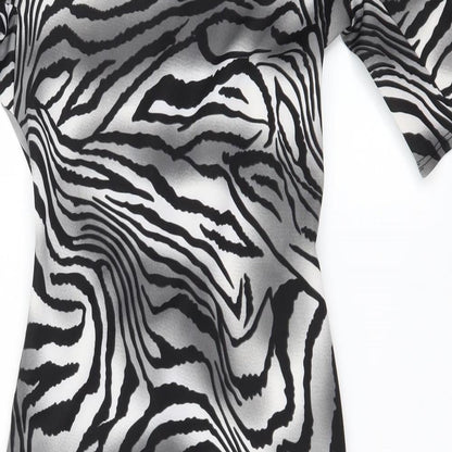 Dorothy Perkins Womens Grey Striped  A-Line  Size 6