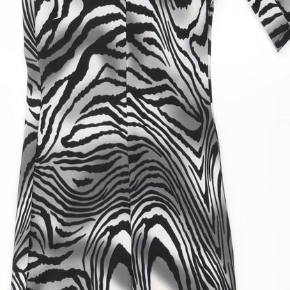 Dorothy Perkins Womens Grey Striped  A-Line  Size 6