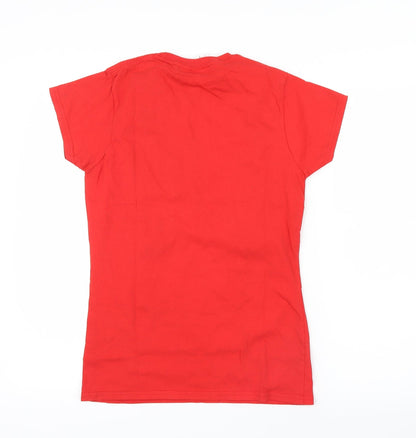 Womens UK Size M Gildan Red Basic T-Shirt