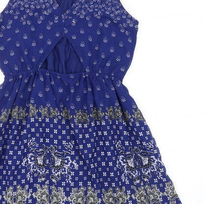 Divided by H&M Womens Blue Geometric  Shirt Dress  Size 14