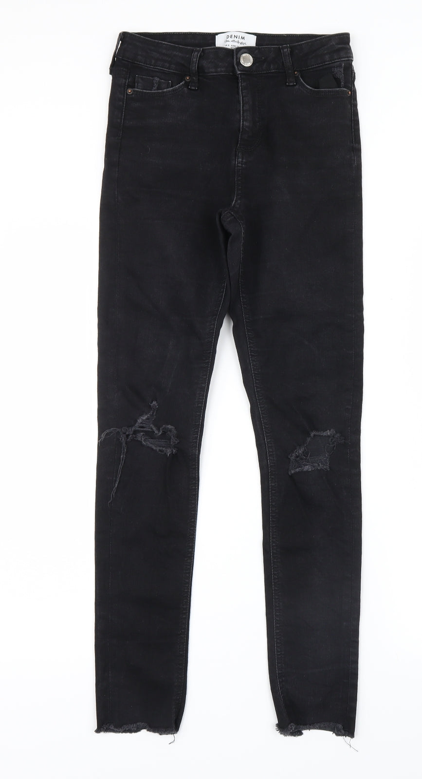 Miss Selfridge Womens Black  Denim Straight Jeans Size 8 L27 in