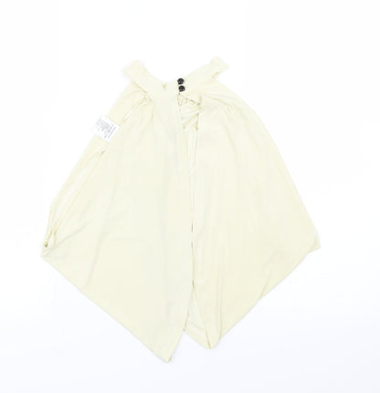 Womens UK Size 10 Edge Street Yellow Wrap T-Shirt