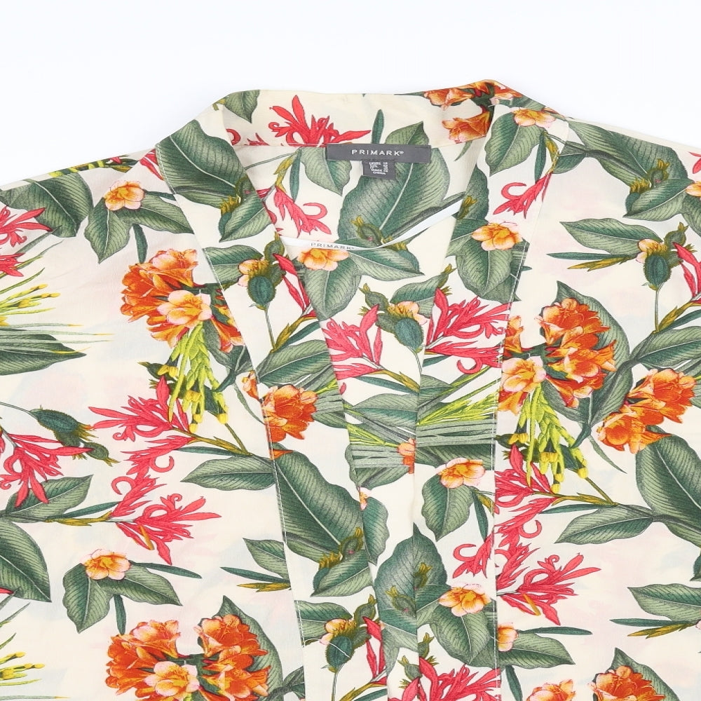 Primark Womens White Floral  Cardigan Jumper Size 14
