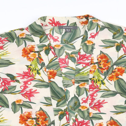 Primark Womens White Floral  Cardigan Jumper Size 14