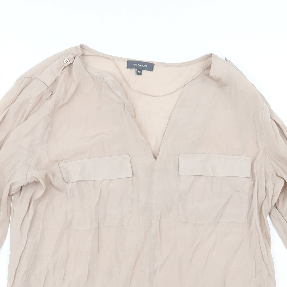 Womens UK Size M Et Vous Beige Basic Blouse