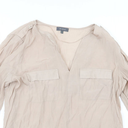 Womens UK Size M Et Vous Beige Basic Blouse