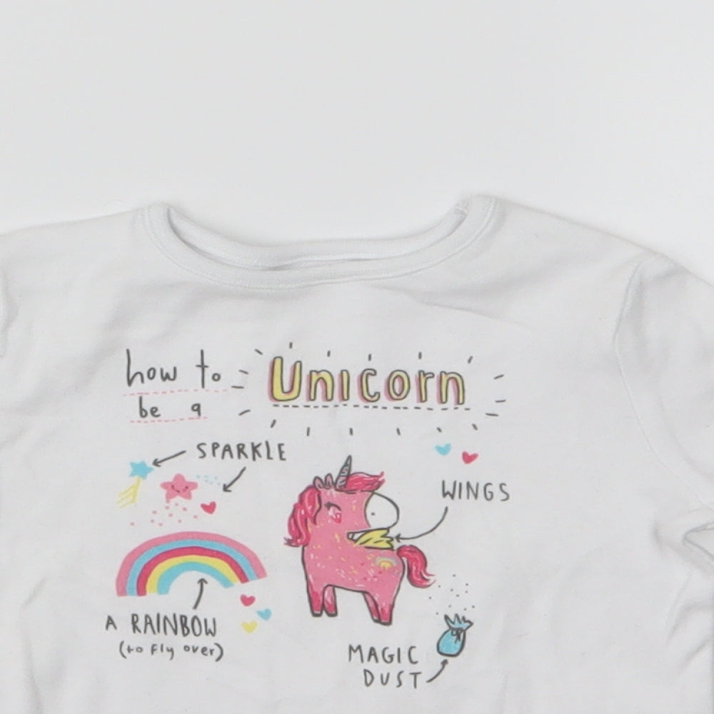 George Girls White  Jersey Basic T-Shirt Size 9-12 Months  - unicorn
