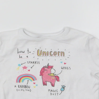 George Girls White  Jersey Basic T-Shirt Size 9-12 Months  - unicorn