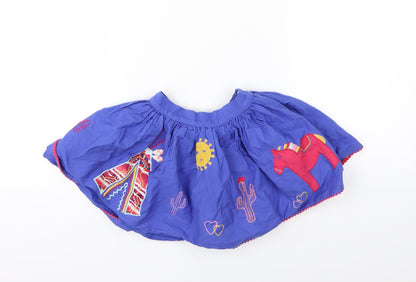 Marks and Spencer Girls Blue  Woven A-Line Skirt Size 3-4 Years - Cowgirl