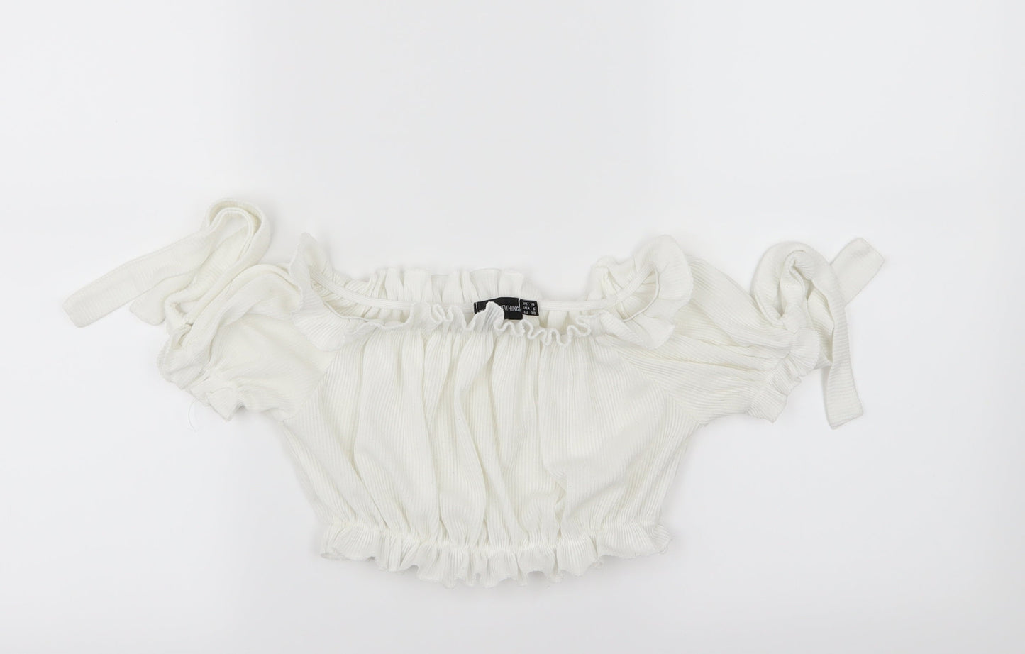 PRETTYLITTLETHING Womens White  Jersey Cropped T-Shirt Size 10