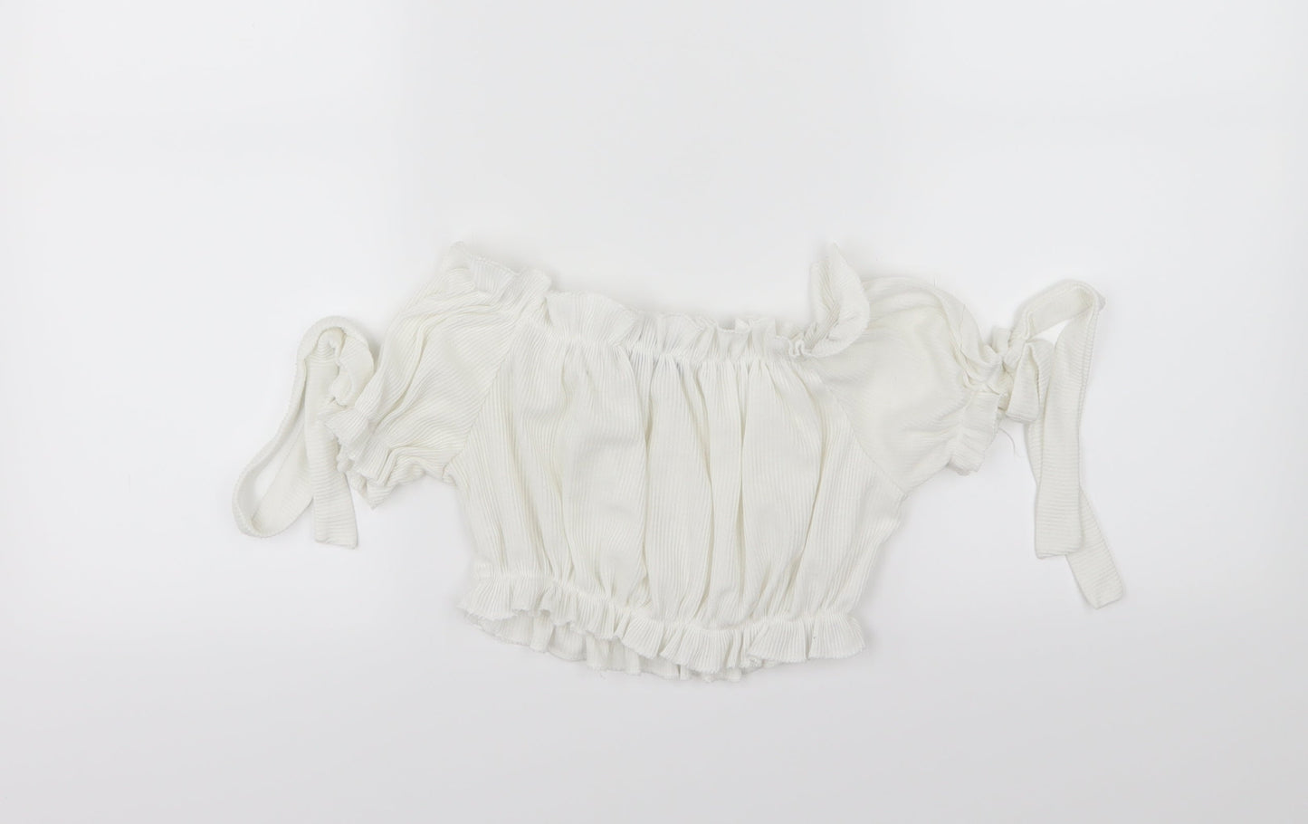 PRETTYLITTLETHING Womens White  Jersey Cropped T-Shirt Size 10